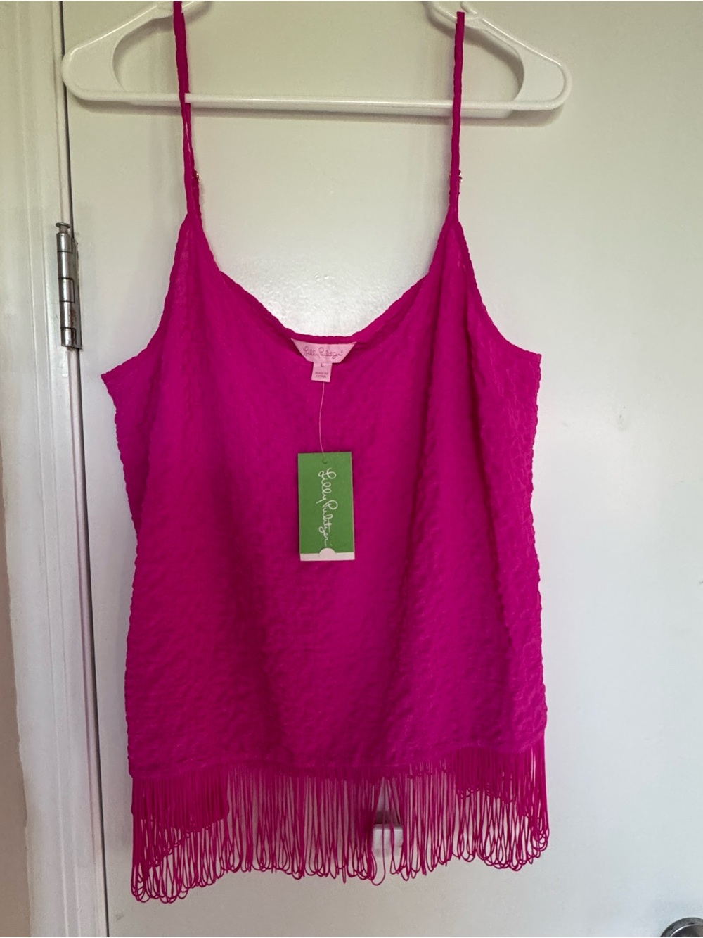 Lilly Pulitzer Hot Pink Fringe Spaghetti Strap Camisole